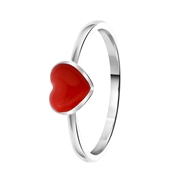 Zilveren ring enamel hart rood K3 (1065130)