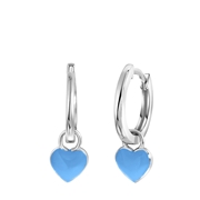 Zilveren oorringen met hanger hart enamel blauw K3 (1065142)