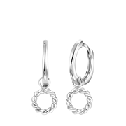 Zilveren oorringen met hanger rond twisted (1065323)
