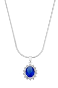 Zilveren ketting & hanger met blauwe zirkonia (1013636)