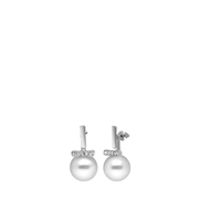 Zilverkleurige bijoux oorbellen met immitatieparel (1066185)