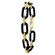Goudkleurige bijoux armband zwart gourmetschakel (1066281)