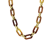 Goudkleurige bijoux ketting bruin gourmetschakel (1066287)