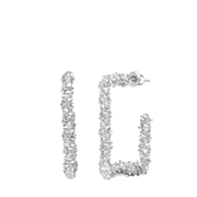 Zilverkleurige bijoux oorringen rechthoek (1066338)