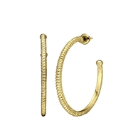 Goudkleurige bijoux oorringen met ribbels (1066359)