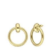 Goudkleurige bijoux oorringen rond bewerkt (1066389)