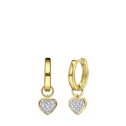 Ohrringe, 925 Silber, vergoldet, Kristall, Anhänger, Herz (1066655)