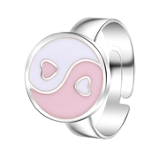 Zilverkleurige bijoux ring met roze yin en yang (1066678)