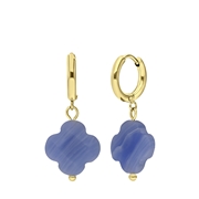 Ohrringe aus vergoldetem Edelstahl mit Lace-Achat-Anhänger in Blau (1066702)