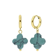 Stalen goldplated oorbellen met turquoise (1066706)