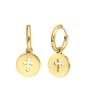 Stalen goldplated oorbellen met kruis (1066967)