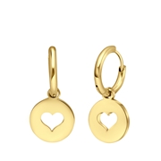 Stalen goldplated oorbellen met open hart (1067028)