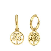 Stalen goldplated oorbellen met levensboom (1067104)