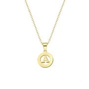 Stalen goldplated ketting met letter - A (1067131)