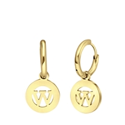 Stalen goldplated oorbellen met letter - W (1066976)
