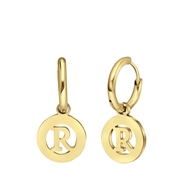 Stalen goldplated oorbellen met letter - R (1066981)