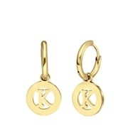 Stalen goldplated oorbellen met letter - K (1066988)