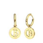 Stalen goldplated oorbellen met letter - B (1066997)