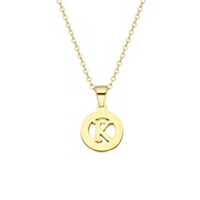 Stalen goldplated ketting met letter - K (1067121)