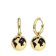 Stalen goldplated oorbellen met wereldbol (1067158)