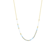 Vergoldete Edelstahlhalskette mit blauen Perlen (1067504)