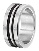 Gerecycleerd stalen ring staal/zwart (1022393)