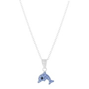 Zilveren kinderketting dolfijn met blauw kristal (1024605)
