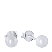 Zilveren oorbellen met parel 6mm. (1025909)