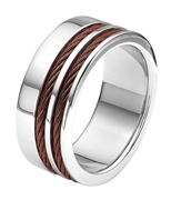 Gerecycled stalen ring met bruine kabels (1026608)