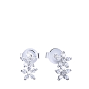 Zilveren oorbellen bloemen met zirkonia (1028270)