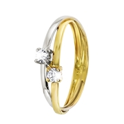14 karaat bicolor gouden ring met zirkonia (1028579)