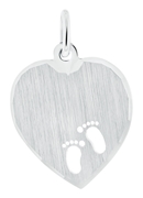 Silber-Charms mit graviertem Herz, kleine Füße (1030705)