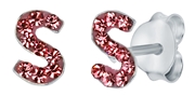 Silberne Kinderohrringe Initalien rosa Kristall (1031140)