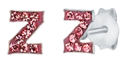 Zilveren kinderoorbellen initialen roze kristal (1031140)