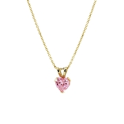 14K geelgouden ketting & hanger hart roze zirkonia (1031877)