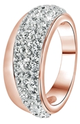 Stalen ring roseplated wit kristal (1034083)