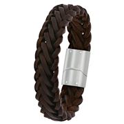 Edelstahl-Armband für Jungen mit braunem Leder (1034740)