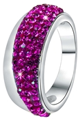 Stalen ring fuchsia kristal (1036063)