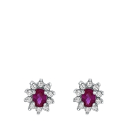 Zilveren oorbellen met ruby zirkonia (1036606)
