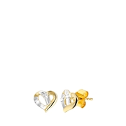 14 karaat geelgouden oorbellen hart met 4 diamanten (1036834)