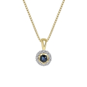14 karaat geelgoud ketting hanger saffier diamant 0,08ct (1036840)