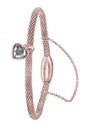 Gerecycleerd stalen armband mesh roseplated hart met kristal (1036981)