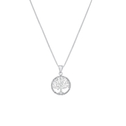 Zilveren ketting met hanger levensboom zirkonia (1037025)