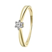 14K geelgouden solitair ring met diamant (0,12ct.) (1037183)