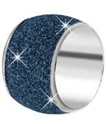 Edelstahlring mit blauem Mineralpulver (1037360)