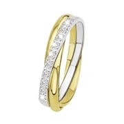 14K bicolor gouden ring met 10 diamanten 0,05ct (1037782)
