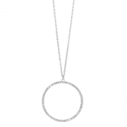 Byoux ketting zilver ring hanger met witte steen (1040996)