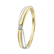 14 Karaat bicolor ring met diamant 0,02ct (1042045)