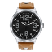 Regal horloge XL met een bruine pu leren band (1043100)
