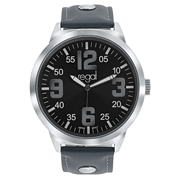 Regal horloge XL met een grijze pu leren band (1043101)